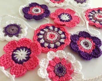 Pink and Purple Flower Bunting -- Garland for Spring