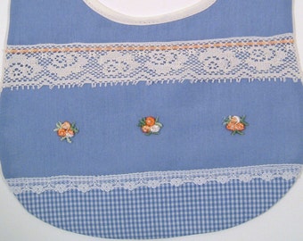The Proper Peony Layette Baby Girls Bib & Burp Cloth Set - White with Scallop Dots Pink