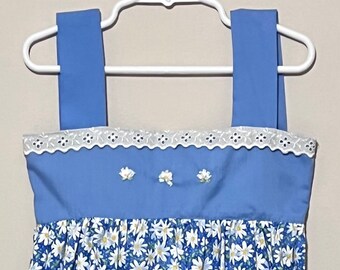 Toddler Embroidered floral blue dress