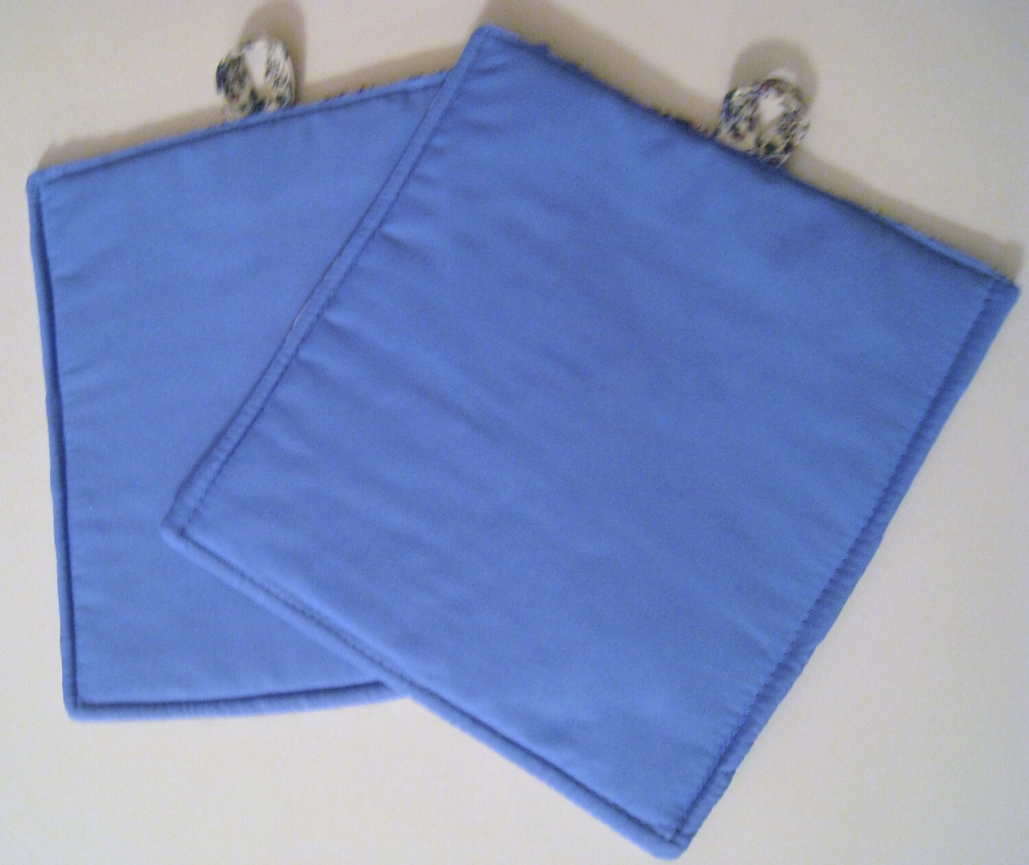Pot Holders in a Blue Fabric, Hot Pot Holders, Blue Pot Holders, Blue