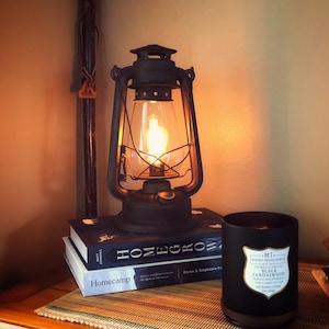 Dimmable Rustic Electric Lantern Lamp: Vintage Style, Hand-Finished Rust Patina, UL/ULC listed to meet all USA safety requirements.