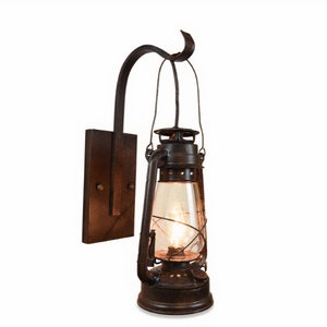 Hanging Electric Oil Lantern Rustic Western Cowboy Wall Sconce image 1