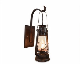 Hanging Electric Oil Lantern Rustic Western Cowboy Wall Sconce