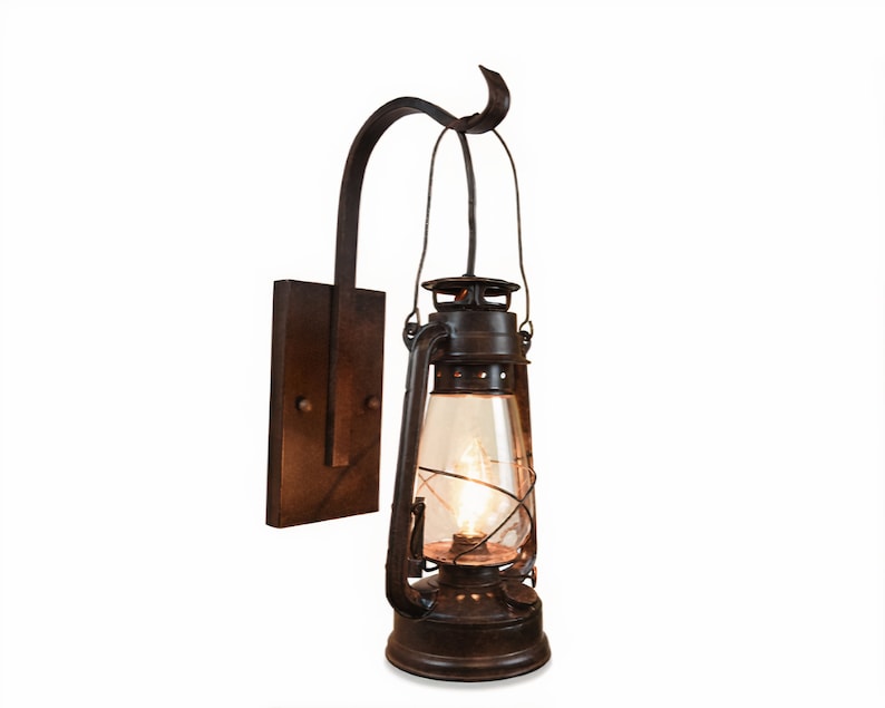 Hanging Electric Oil Lantern Rustic Western Cowboy Wall Sconce image 1