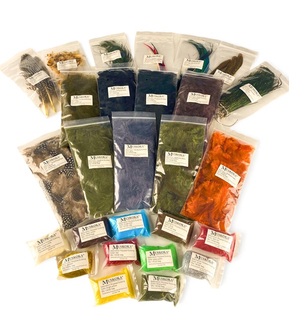 Fly Tying Material Kit, Marabou, Hackle, Peacock, Dubbing by Muskoka Lifestyle Products