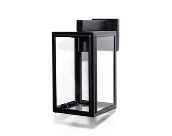 Black Modern Outdoor Wall Sconce: IP44 Weatherproof Front Porch Light