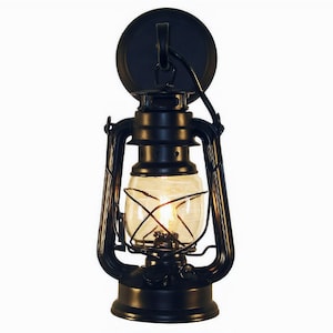 Rustic Wall Mounted Lantern Wall Sconce Light Fixture, Hardwired - Black Finish Small by Muskoka Lifestyle Products