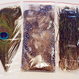 Fly Tying Feather Material Starter Kit with bulk assorted feathers for fly fishing by Muskoka Lifestyle Products, USA