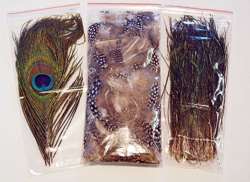Fly Tying Feather Material Starter Kit with bulk assorted feathers for fly fishing by Muskoka Lifestyle Products, USA
