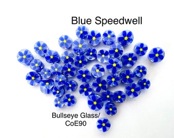 Blue Speedwell Flower Glass Murrini: Bullseye CoE90 Fusing Supplies