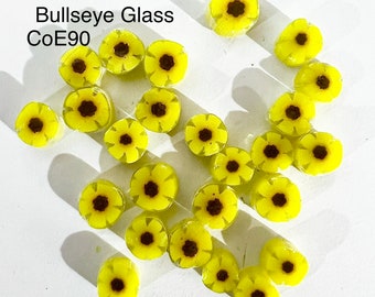 Sunflower Glass Murrini, CoE90 murrini, Bullseye Glass, Millifiore, UK Seller, studio supplies, glass supplies, UK murrini