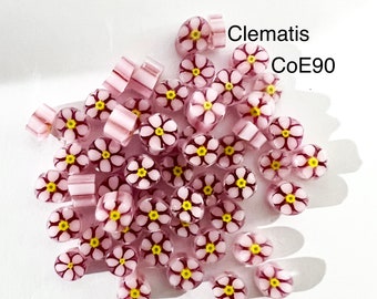 Clematis Flower Glass Murrini, CoE90 murrini, Bullseye Glass, Millifiore, UK Seller, studio supplies, glass supplies