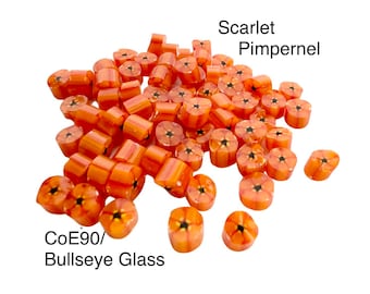 Scarlet Pimpernel Flower Glass Murrini, CoE90 murrini, Bullseye Glass, Millifiore, UK Seller, studio supplies, glass supplies, UK murrini