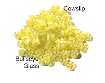 Delicate Cowslip Flower Glass Murrini, CoE90 murrini, Bullseye Glass, Millifiore, UK Seller, studio supplies, glass supplies, UK murrini