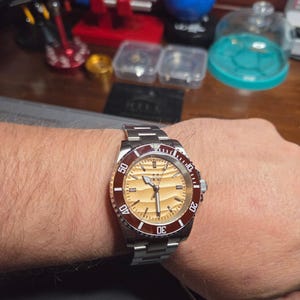 Handmade Automatic Dive Watch | Ceramic Bezel | Gold Dial | Men's Mechanical Watch | Hill Timepieces "Highland" image 2