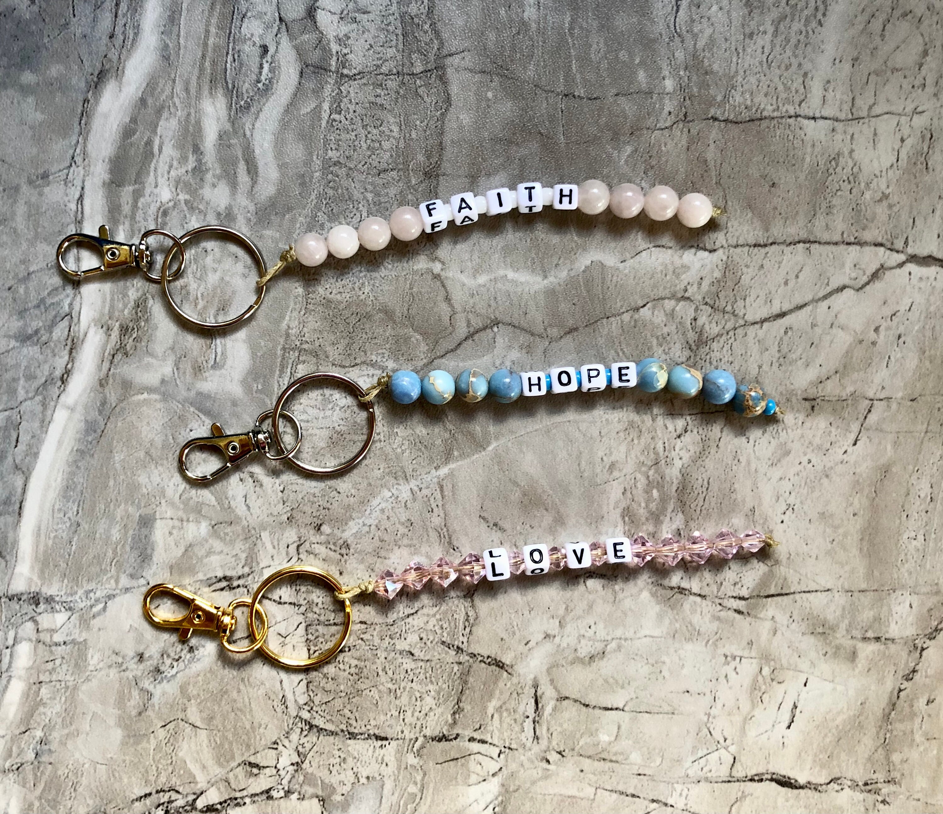 Gemstone Keychains Inspirational Keychains Word Keychains Etsy