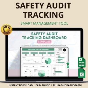 Safety Audit Spreadsheet Template, Workplace Inspection Checklist, Corrective Action Log, Risk Assessment Tracker, Excel Safety Tool