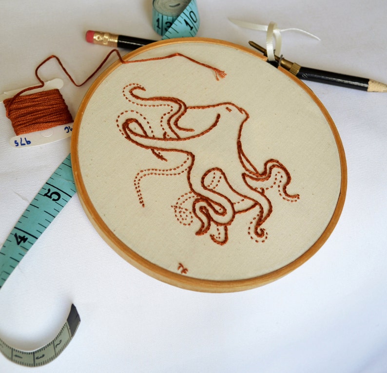 Octopus Embroidery Ocean Themed Hoop Art Nautical Animal Etsy
