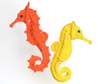 Seahorse Crochet Pattern, "Post-Modern Post-Stitch Seahorse", Intermediate Amigurumi Seahorse Pattern, Stuffed Animal Pattern With Variation