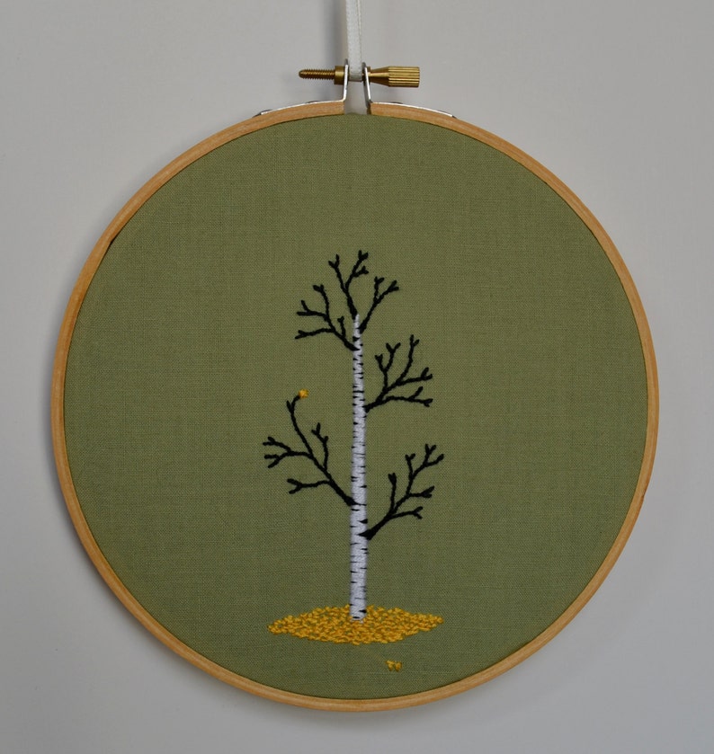 Autumn embroidery tree hoop embroidery birch tree in fall  etsy
