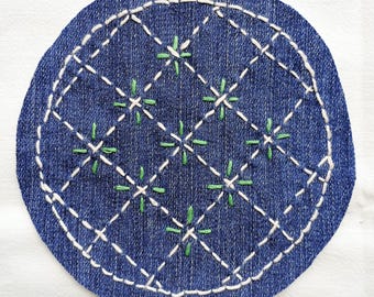 Patch en jean Boro Sashiko pour décorer vos jeans, vestes de sac
