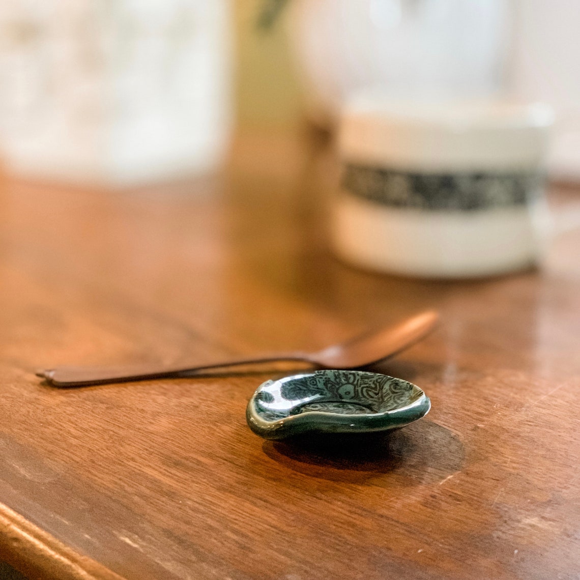 Emerald Green Tea Bag Holder Green Bohemian Ceramics Mini Etsy