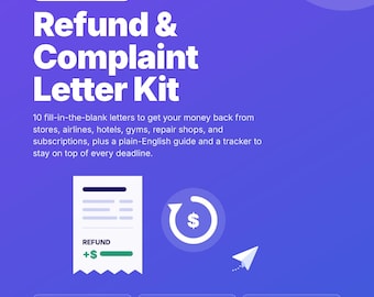 Refund Request Letter Kit: 10 Complaint Letter Templates, Billing Dispute, Cancel Subscription, Flight Refund, Chargeback Guide | PDF
