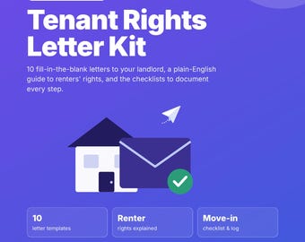 Tenant Rights Letter Kit: 10 Landlord Letter Templates, Repair Request, Security Deposit Demand, Move-In Checklist | Printable Renter PDF