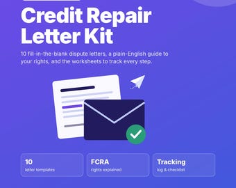 Credit Repair Letter Kit: 10 Dispute Letter Templates, FCRA Guide, Debt Validation, Goodwill & Pay for Delete, Tracking Log | Printable PDF