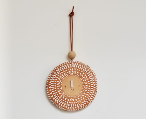Wall hanging ornament charm// Round Sun shine face