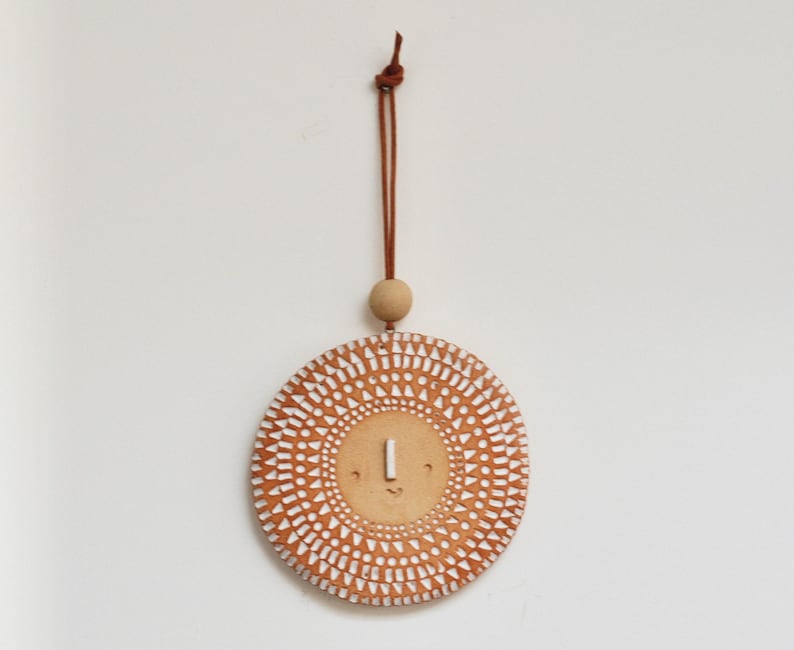 Wall hanging ornament charm// Round Sun shine face image 1