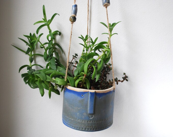 Large Handmade Ceramic Hanging Pot With Beads Etsy