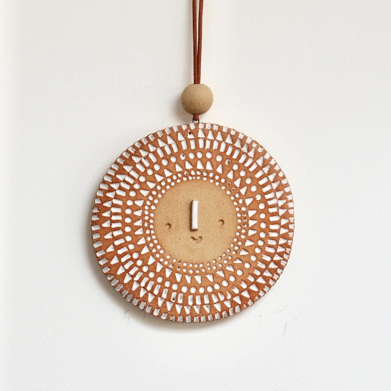 Wall hanging ornament charm// Round Sun shine face image 2