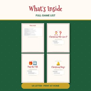 Kids Christmas Games Bundle, 11 Printable Holiday Activities, Bingo, Scavenger Hunt, Charades, Word Search, Classroom Party PDF image 2