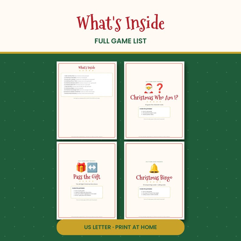 Kids Christmas Games Bundle, 11 Printable Holiday Activities, Bingo, Scavenger Hunt, Charades, Word Search, Classroom Party PDF image 2