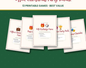 Office Christmas Party Games Bundle, 13 Printable Holiday Games, Coworker Bingo, White Elephant, Ugly Sweater Awards, Trivia PDF