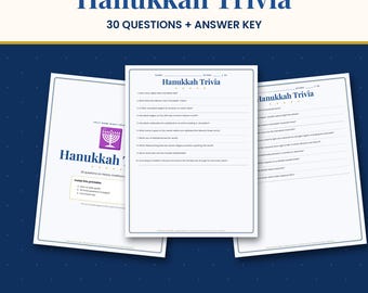Hanukkah Trivia Game Printable, 30 Chanukah Questions with Answer Key, Jewish Holiday Party Game for Family & Kids, PDF