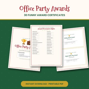 Office Christmas Party Awards, 30 Funny Holiday Award Certificates & Ballot, Employee Recognition, Team Party Printable PDF image 1