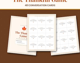 Thankful Conversation Cards, Thanksgiving Table Game, 48 Gratitude Question Cards, Friendsgiving Icebreaker, Printable PDF
