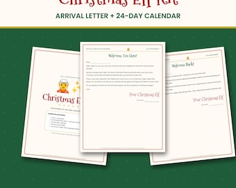 Christmas Elf Arrival Letter Printable, 24 Day Elf Idea Calendar, Welcome Back & Goodbye Letters, Easy Elf Ideas Kit, PDF