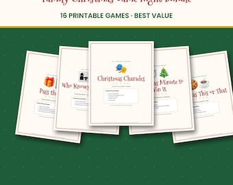 Family Christmas Games Bundle, 16 Printable Holiday Party Games, Left Right, Charades, Bingo, Trivia, Who Knows Mom Best, PDF