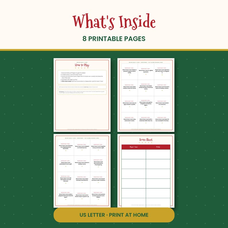 Nunca he... Edición navideña, 60 tarjetas imprimibles, juego de fiesta navideño para toda la familia, ideal para adolescentes, adultos y oficina, PDF imagen 2