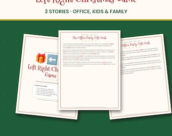 Left Right Christmas Game, 3 Pass the Gift Stories for Office, Kids & Family, Gift Exchange Party Game Printable PDF