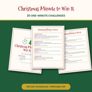 Weihnachtliche „Minute to Win It“-Spiele: 20 druckbare Party-Herausforderungen mit Material und Regeln – ein Weihnachtsspiel für Kinder, Familie und Büro. Bild 1