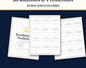 New Years Resolution & Prediction Cards, NYE Party Game and Time Capsule Keepsake, Printable New Year Activity, Instant PDF