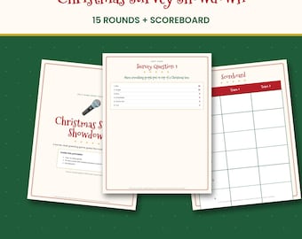 Christmas Survey Showdown Game, Printable Holiday Party Survey Game with Host Cards & Scoreboard, Family Game Night, Instant PDF
