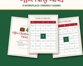 Office Christmas Party Games Pack, Find the Coworker Bingo, Office Awards, Secret Santa Questionnaire, Team Holiday Games PDF