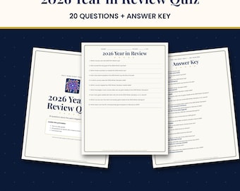 2026 Year in Review Quiz, Printable New Years Eve Trivia Game with Answer Key, NYE Party Game, Pop Culture & Sports, PDF