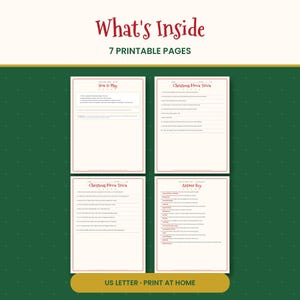 Christmas Movie Trivia Game Printable, 30 Holiday Film Questions with Answer Key, Family & Office Party Game, Instant PDF image 2