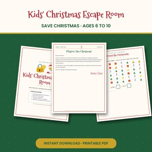 Kids Christmas Escape Room Printable, Save Christmas Puzzle Game for Ages 6 to 10, Family & Classroom Holiday Activity, PDF